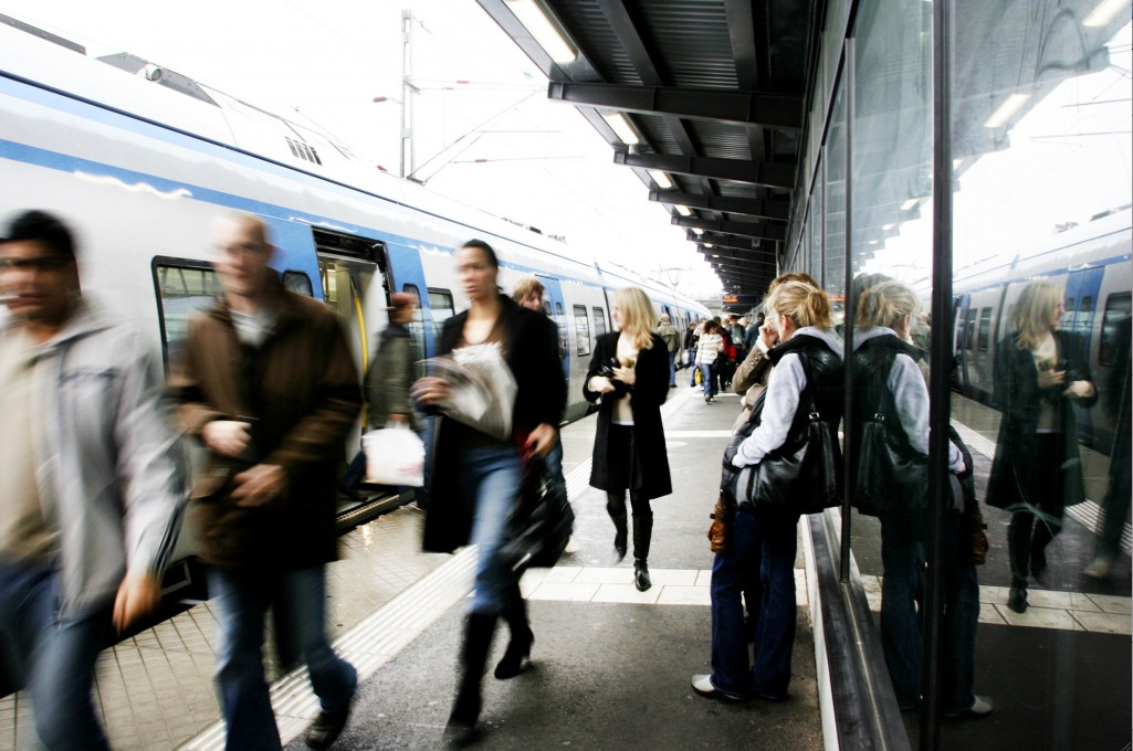 Swedes at a train station